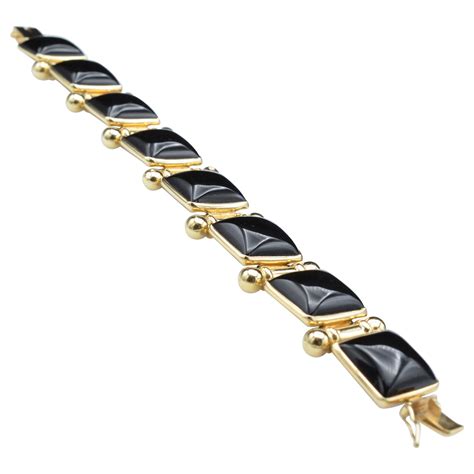 S Faceted Onyx Gold Bracelet For Sale At Stdibs