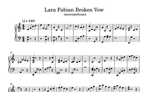 نت پیانو broken vow از lara fabian - پیانو شهاب