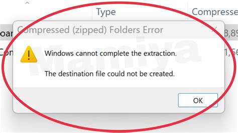 Pc Fix Cannot Complete The Extraction The Destination File Could Not