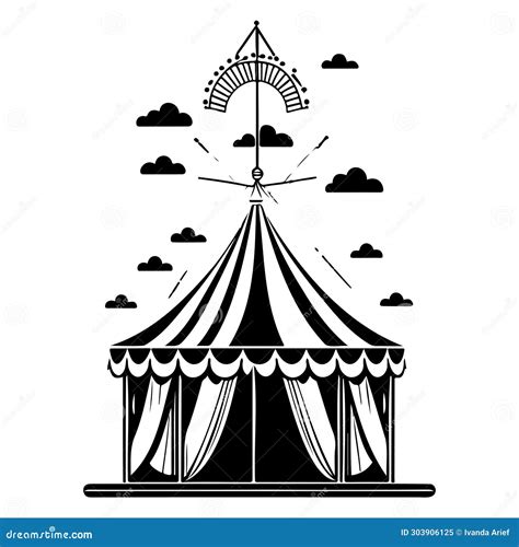 Carnival Circus Tent Engraving Illustration Sketch Hand Draw Stock