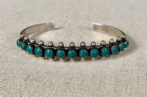 Snake Eye Turquoise Bracelet Cuff Native American Navajo Zuni Sterling