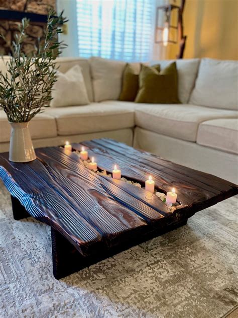 Venezia Coffee Table Faux Live Edge Coffee Table With River Design