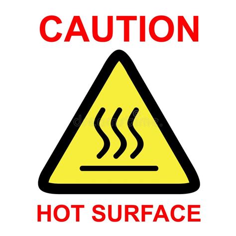 Simple Vector Sign, Caution Hot Surface Isolated on White Background Stock Vector - Illustration ...