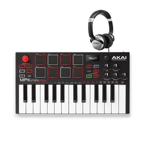 Akai Mpk Mini Play Standalone Keyboard With Numark Hf125 Headphones At