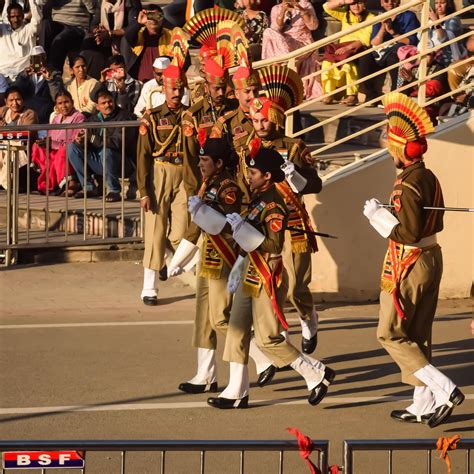 Wagah Border Amritsar Punjab India 02 February 2023 Flag Ceremony