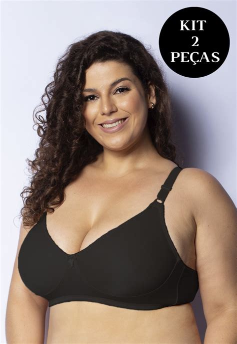 Kit 2 Sutiãs Reforçado Gabi Lingerie Plus Size Sem Bojo Sustentação