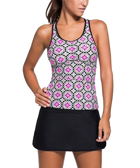 Womens Racerback Tank Top Tankini Swimsuit With Pantskirt Color1