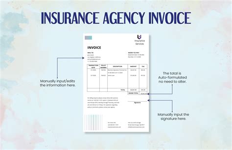 Insurance Agency Invoice Template In Google Docs Google Sheets