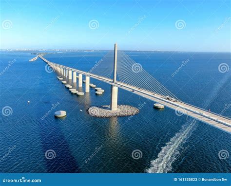 Aerial View Of Sunshine Skyway Bridge Stock Image Image Of Aerial