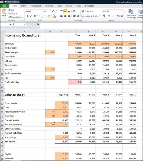 Financial Projection Template – pulp