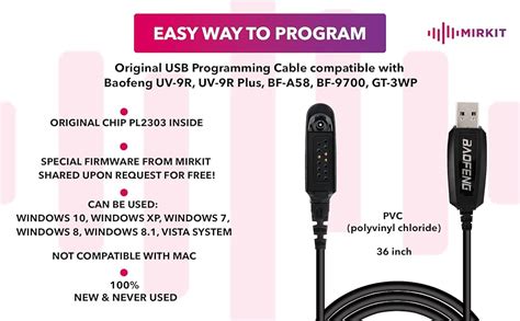 Amazon MIRKIT Original Baofeng USB Programming Cable For Baofeng