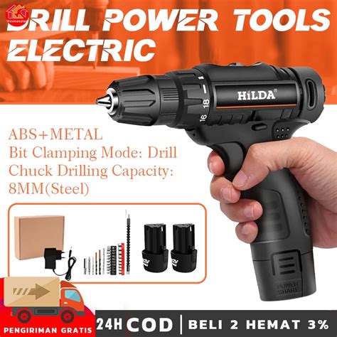 Jual HILDA Bor Baterai Mesin Bor Listrik Tanpa Kabel Impact Drill