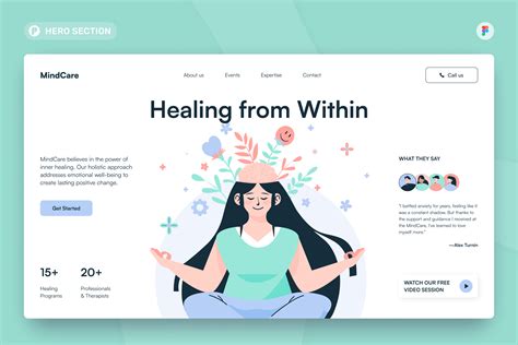 Mindcare Mental Health Clinic Hero Section Figma Template Design