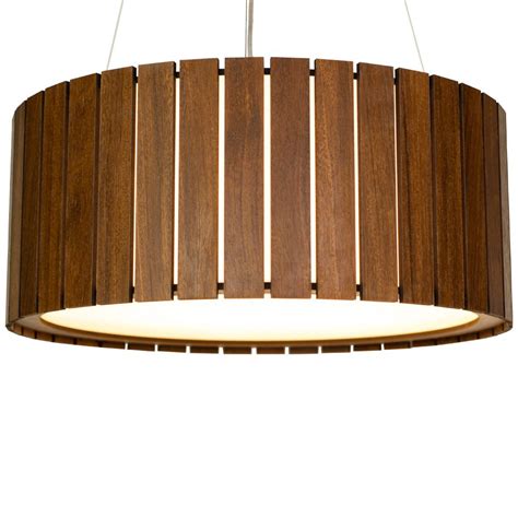 Lustre de Madeira redondo grande Imbuia modelo Horus Wood Iluminação