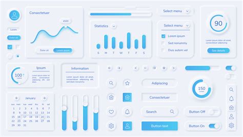 Neumorphic User Interface Elements Mobile App Ui Design Kit Buttons