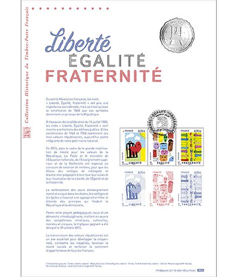 Document Philatélique Liberté Egalité Fraternité La Poste