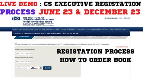 Live Demo How To Register Cs Executive June December