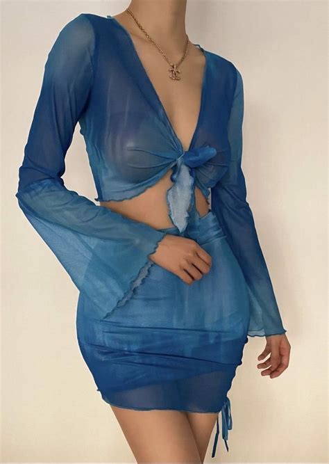 Donatella Blue Three Piece Tie Dye Bikini Set With Skirt Artofit