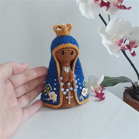 Mini Nossa Senhora Aparecida Amigurumi Crochê Artesane