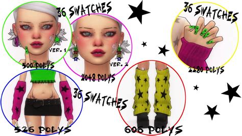 Patreon Sims Arm Warmers Swatch Stars Collection Sterne Star