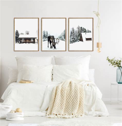 Moose Decor Snow Photography 3 Piece Wall Art – Seven Paper Prints