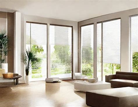 Watercolor of Perspective View of Sleek Mini Blinds in a Living Room ...