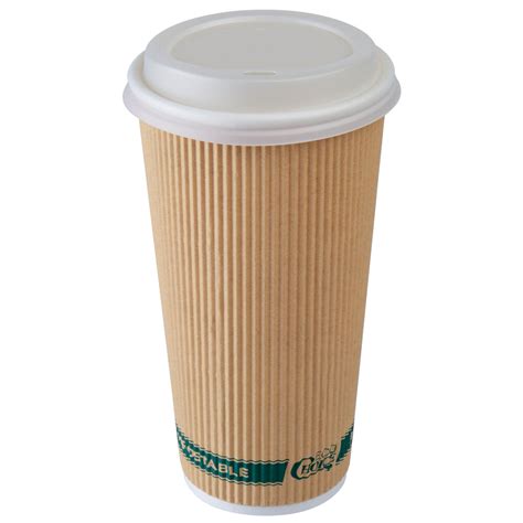 Ecochoice Oz Sleeveless Kraft Paper Hot Cup And Lid Pack