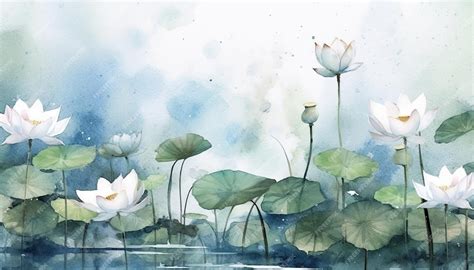 Premium AI Image | White lotus flower watercolor background