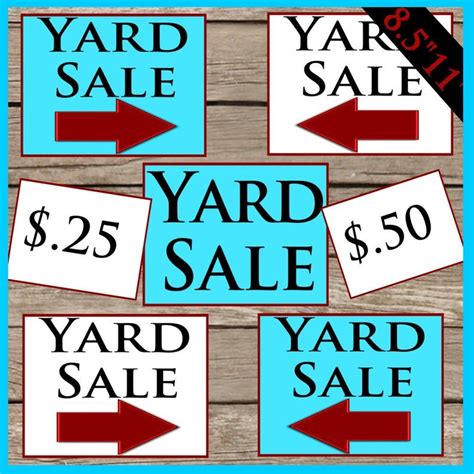 Printable Yard Sale Signs Digital Download Printable Yard Etsy