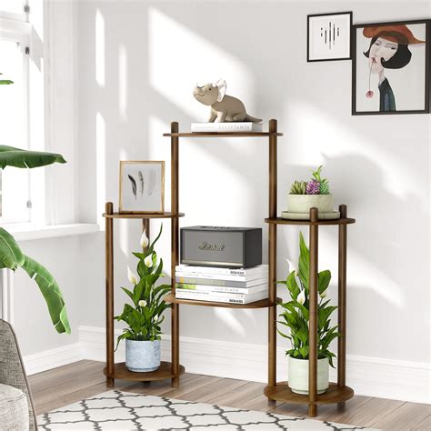 Enisudo 4 Tier Bamboo Plant Stand For Indoor Outdoor Plants Multiple