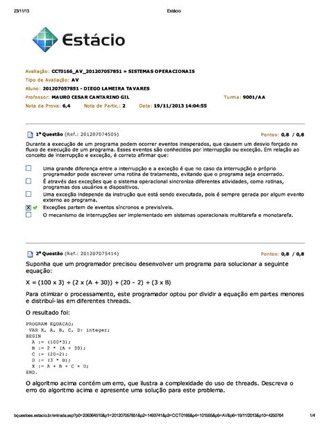 Av2 Sistemas Operacionais 05 Analise E Desenvolvimento De