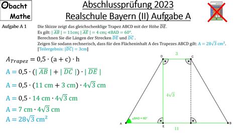 Abschlusspr Fung Mathe Realschule Bayern Gruppe Aufgabe A