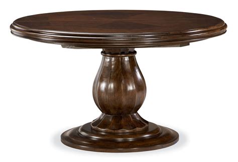 Riverhouse River Bank Round Pedestal Extendable Dining Room Table From