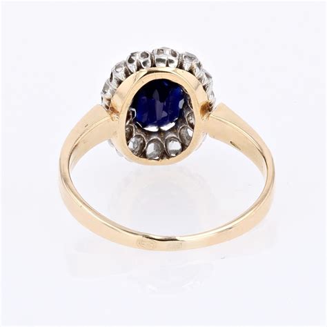 Bague Marguerite Ancienne Saphir Diamants Bijou Ancien Bijouxbaume