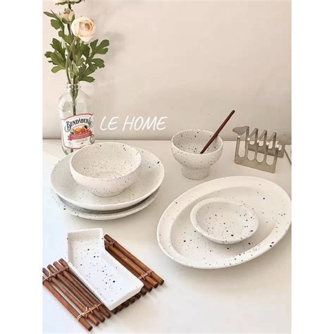 Le Home 】現貨預購｜ins風 西餐 餐具 套裝 潑墨 啞光 釉下彩 早餐盤 甜品盤 日式 飯碗 蝦皮購物