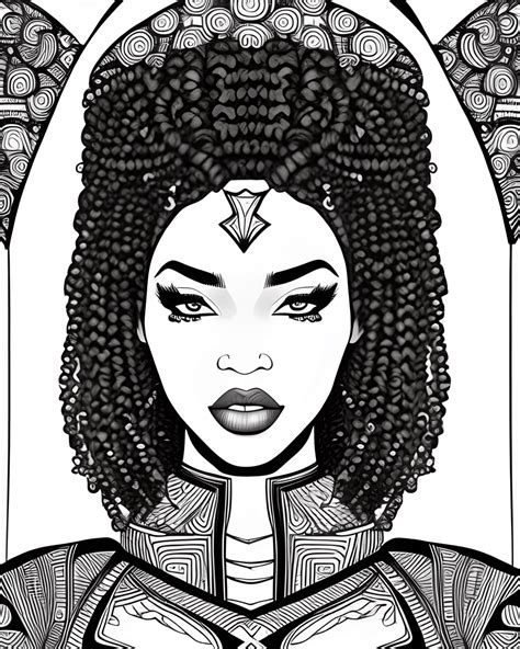 African Bombshell Coloring Page · Creative Fabrica