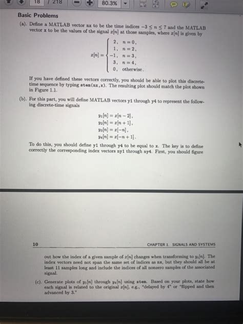 Solved Define A Matlab Vector Nx To Be The Time Indices 3