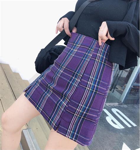 Gothic Grunge Plaid High Waist Mini Skirt Available In Plus Size