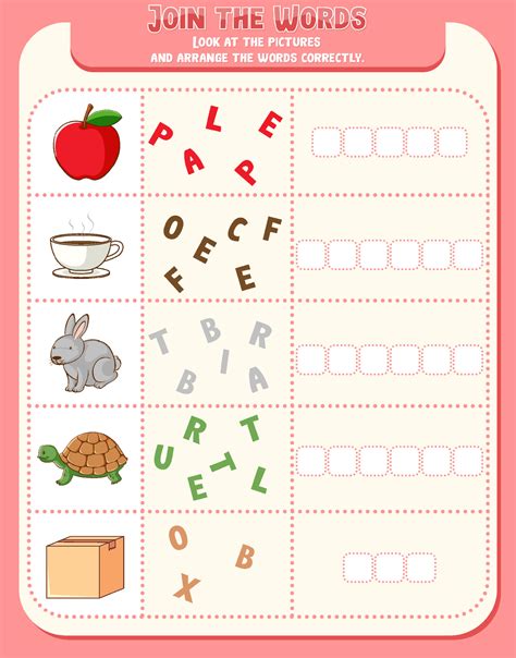 Spelling word game worksheet template 3742300 Vector Art at Vecteezy