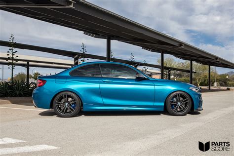 BMW F22 M240i In Long Beach Blue AWE Tuning IND Style H R Springs