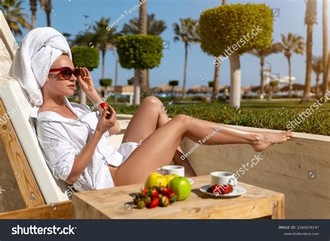 Beautiful Sexy Blonde Woman Perfect Legs Stock Photo 2160079147
