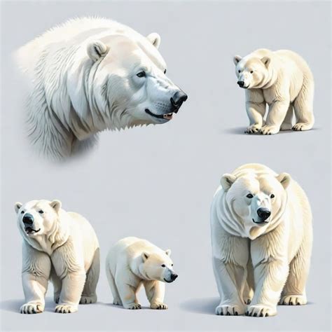 A Polar Bear And Two Cubs Are On Display Premium Ai Generated Vector