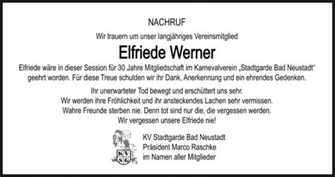 NACHRUF Wir trauern um unser langjähriges Vereinsmitglied Elfriede wäre in