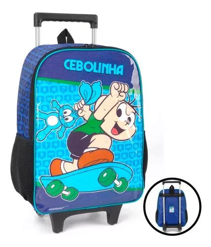 Mochila De Rodinhas Infantil Turma Da M Nica Cebolinha Azul Mercadolivre