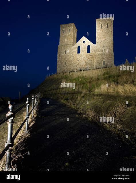 Reculver Towers At Night In Kent Uk Stock Photo Alamy