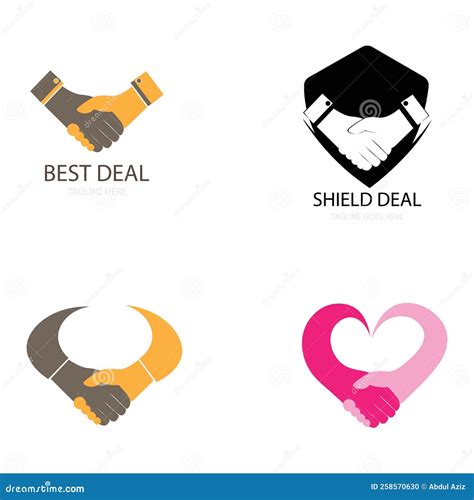 Set Of Hand Shake Deal Icon Logo Vector Stock Vector Illustration Of