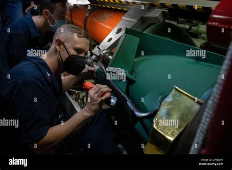 Pacific Ocean Aug 14 2021 Torpedoman 1st Class Cameron Brown From Jasper Tenn Loads A