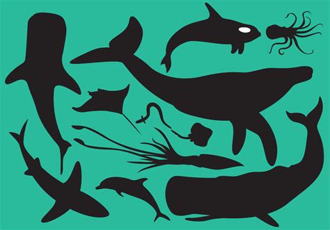 Sea Animals Silhouettes 93667 Vector Art at Vecteezy