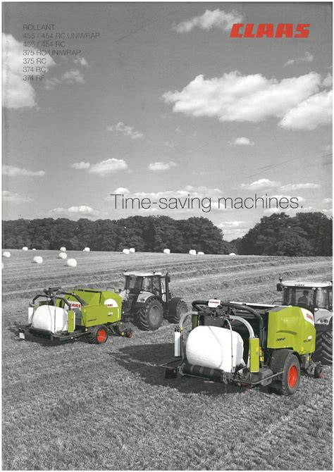 Claas Baler Rollant 374 375 454 455 And Uniwrap Models Brochure