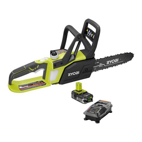 Ryobi One Lithium 10 In 18 Volt Lithium Ion Cordless Chainsaw 1 5 Ah Battery And Charger